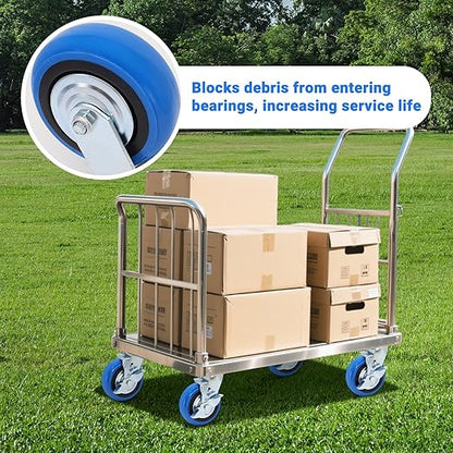 W B D WEIBIDA 6 Inch Heavy Duty Casters Set of 4, Smooth Rolling Caster Design for Cart Wheels, 4500 LBS Industrial Grade Castors with Upgraded Thickened Bracket, Durable Castors (4 Brake)