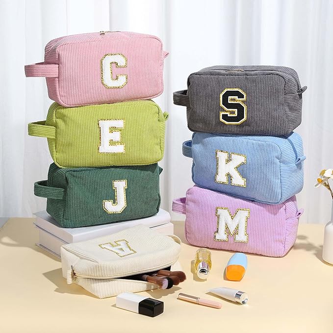 YOOLIFE Cosmetic Bag Teen Girl Stuff - Cute Gifts Letter Makeup Travel Bag Make Up Bag Makeup Brush Bag Toiletry Bag Girls Birthday Gifts for Daughter Sister Wife Mother Her Womens Gifts Letter E