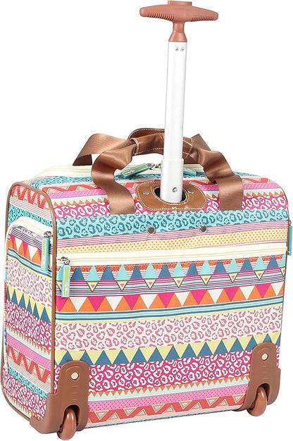 Lily Bloom Designer 15 Inch Carry On - Weekender Overnight Business Travel Luggage - Lightweight 2- Rolling Wheels Suitcase - Under Seat Rolling Bag for Women (On the Prowl)