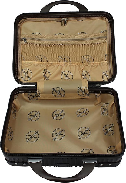 World Traveler VentureX Airline Approved 2-Piece Carry-On Luggage Set – Lightweight Hardside Polycarbonate Suitcase with Spinner Wheels - Brown