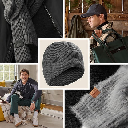 Cole Haan Men's Heritage Rib Cuff Wool Beanie Hat, One Size