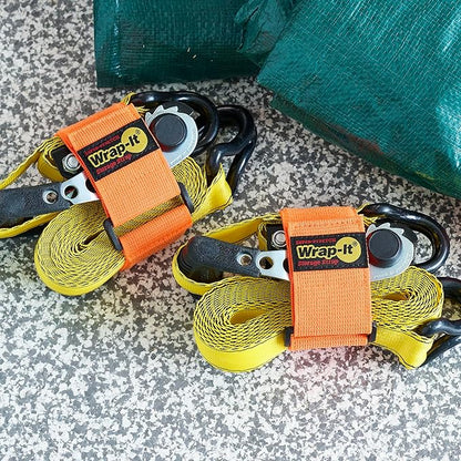 Super-Stretch Wrap-It Storage Straps - 12" (8-Pack) Orange - Elastic Hook and Loop Cinch Straps Extension Cord Organizer Hose and Cables Wraps
