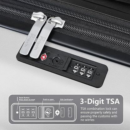 Luggage Sets 3 Piece with Cup Holder & USB Port, Expandable PC Hardside Durable Suitcases with Spinner Wheels & TSA Lock, 20/24/28 Inch, White
