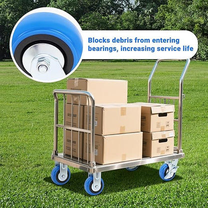 W B D WEIBIDA 5 Inch Heavy Duty Casters Set of 4, Smooth Rolling Caster Design for Cart Wheels, 3500 LBS Industrial Grade Castors with Upgraded Thickened Bracket, Durable Castors (2 Brake & 2 Rigid)