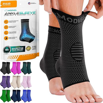Modvel Foot & Ankle Brace Socks for Sprained Ankle Compression Sleeve - Foot Support for Women & Men - Tendonitis & Arthritis Ankle Brace Sports Running, Torn Ligaments & Women Stabilizing Ankle Wrap