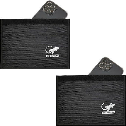 Faraday Bag Anti-Tracking GPS RFID Car Key Signal Blocker Wallet Shielding Pouch Protective Case for Cell Phone Car Key FOB, Data Privacy, Electronic Device Security (2 Pack - Pocket Black)