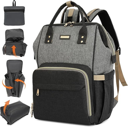 Vacuum Compression Diaper Bag, Expandable Waterproof Baby Travel Backpack with Insulated Pockets, Wet-Dry Separation, and Detachable Airtight Bag(No Air Pump)