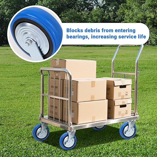 W B D WEIBIDA 8 Inch Heavy Duty Casters Set of 4, Smooth Rolling Caster Design for Cart Wheels, 6000 LBS Industrial Grade Castors with Upgraded Thickened Bracket, Durable Castors (4 Brake)