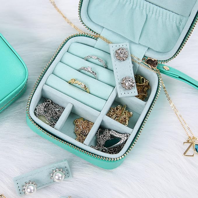 Angelina's Palace Personalized Jewelry Case with Name Engraved,Custom Leather Travel Jewelry Organizer Box for Rings,Earrings,Necklaces,Birthday Bridesmaid Gift For Women