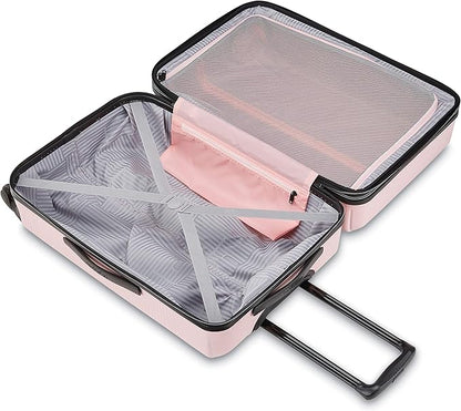 American Tourister Stratum XLT Expandable Hardside Luggage with Spinner Wheels, Pink Blush, Carry-On 21-Inch