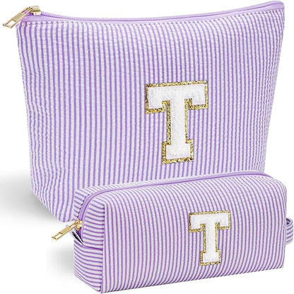 YOOLIFE Preppy Stuff Cute Cosmetic Bag Travel Bag - Large Makeup Bag Make Up Bag Cosmetic Bag Personalized Daughter Sister Gifts for Women Her Bridesmaid Gift Preppy Makeup Bag Tween Girls Gifts T