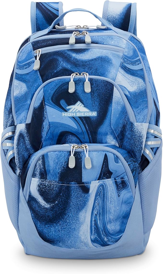 High Sierra Swoop SG Backpack, Travel or Work Laptop Bookbag with Drop Protection Pocket, and Tablet Sleeve, One Size, Blue Marble Swirl
