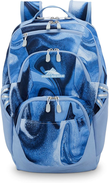 High Sierra Swoop SG Backpack, Travel or Work Laptop Bookbag with Drop Protection Pocket, and Tablet Sleeve, One Size, Blue Marble Swirl