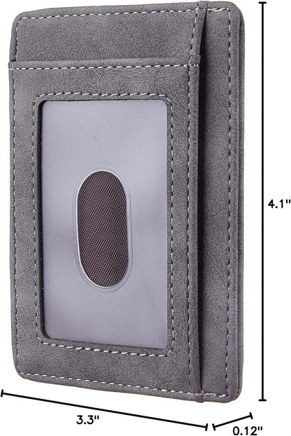Travelambo Slim Wallet Front Pocket Minimalist Leather RFID Blocking Medium Size