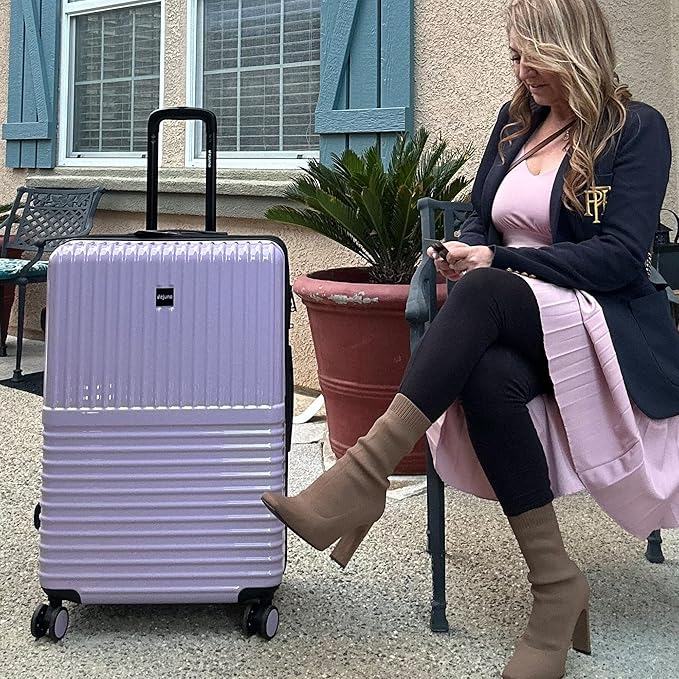 World Traveler Dejuno Tonal 28-Inch Polycarbonate Lightweight Hardside Expandable Spinner Luggage Suitcase with TSA Lock - Lavender