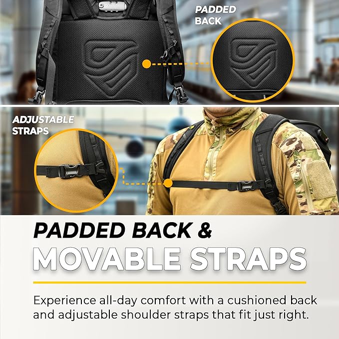 TradeSmart Tactical Carry On Backpack – Max Airline Size, 3 TSA Locks, Laptop Compartment & Cordura Fabric