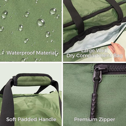 Rolling Duffel Bag with 3 Wheels, 110L-120L Expandable Foldable Travel Duffel, 28" No-Sag Design Waterproof Carry On Luggage, Lightweight Weekender Bag for Men Women, Camping/Cargo/Air Travel