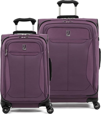 Travelpro Tourlite Softside 2-Piece Set, Expandable Luggage, 4 Spinner Wheels, Lightweight Suitcase, 21" Carry-On, 25" Checked Medium, Deep Purple