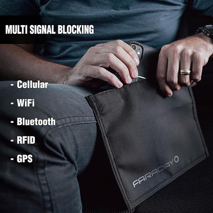 Faraday Defense Faraday Bag Jacket Pro for Phones | Magnetic Closure, Shielding - Law Enforcement & Military, Travel & Data Security, Privacy, Anti-Tracking Anti-Hacking Black (Phone)