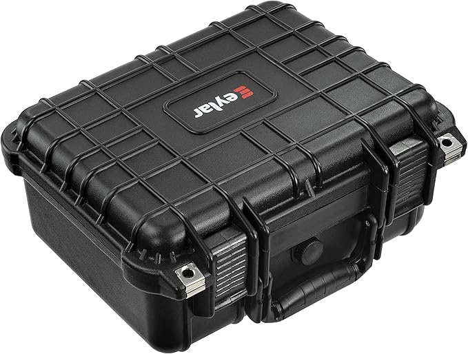 Eylar 13" Protective Hard Camera Case, IP67 Waterproof & Shockproof for Gear, Audio & Video Equipment, Drones, and Tools with Customizable Foam, TSA Approved, 13.37 Inch x 11.62 Inch x 6 Inch (Black)