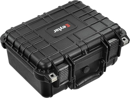 Eylar 13" Protective Hard Camera Case, IP67 Waterproof & Shockproof for Gear, Audio & Video Equipment, Drones, and Tools with Customizable Foam, TSA Approved, 13.37 Inch x 11.62 Inch x 6 Inch (Black)