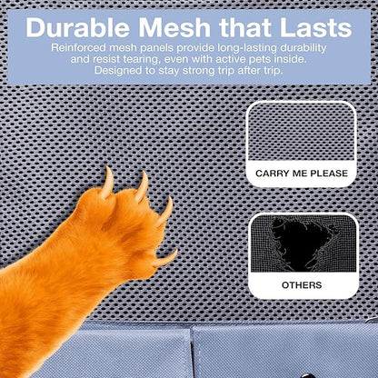 Durable Blue Cat Carrier Backpack – Ventilated & Soft Pet Travel Bag – Ideal for Medium Small Dog Puppy Kitten up to 22 LBS – Airline & TSA Approved