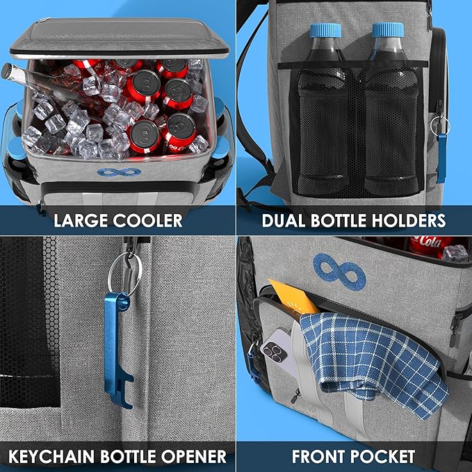 Insulated Backpack Cooler - 54 Cans, 24 Hour Cooling, Wider Straps, Lightweight Leak Proof Liner, Portable Cooler Backpack Bag for Men Women Beach Picnic Travel Lunch Camping - Everlasting Comfort