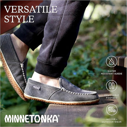 Minnetonka Men's Tilden Moccasin Suede Indoor and Outdoor Slippers