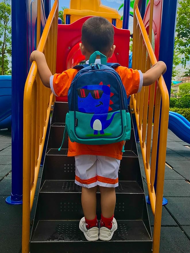 12 inch Kids Small Toddler Preschool Travel Backpack Cool Cute Cartoon Daypack (Dinosaur Green)