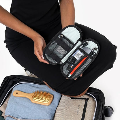 Sherpani Mini Co-Pilot, Travel Cable Bag, Cord Storage Organizer, Small Tech Pouch, Accessory Carrying Case, Travel Gift for Women (Straw)