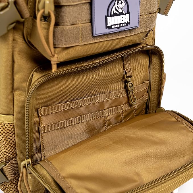 25 L Tactical Backpack: durable military-style backpack with MOLLE system for daily carry, travel, gym, hiking, hunting, camping, and outdoor sports. (COYOTE BROWN)