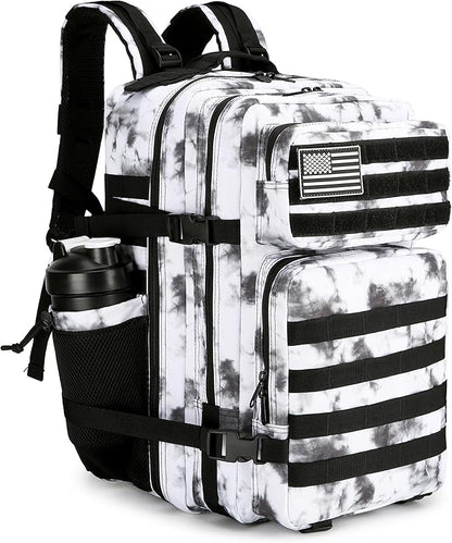 45L Tactical Assault Backpack 3 day assault pack with Molle Waterproof backpack Rucksack for Tactical Backpacks (BlackWhite Camo)