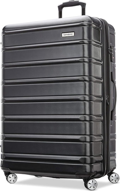 Samsonite Omni 2 28-Inch Large Checked Hardside Luggage with 360° Spinner Wheels - Scratch Resistant Hardshell - TSA Lock - Expandable Polycarbonate Shell for Lightweight Travel - Midnight Black