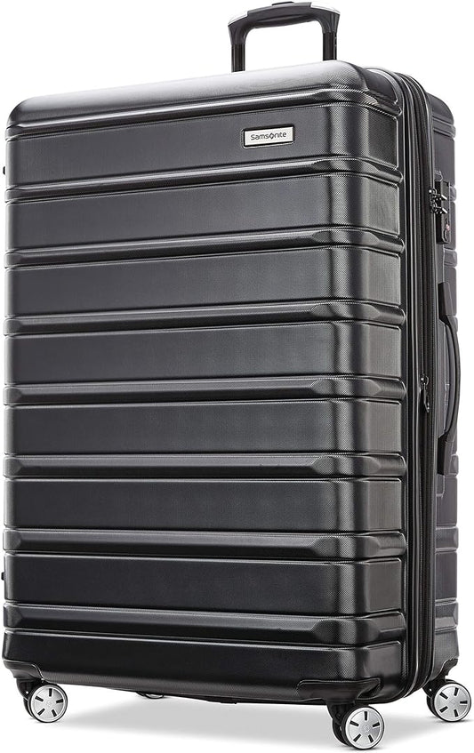 Samsonite Omni 2 28-Inch Large Checked Hardside Luggage with 360° Spinner Wheels - Scratch Resistant Hardshell - TSA Lock - Expandable Polycarbonate Shell for Lightweight Travel - Midnight Black