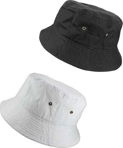 Gelante Solid Color 100% Cotton Bucket Hat for Women and Men Packable Travel Summer Beach Hat