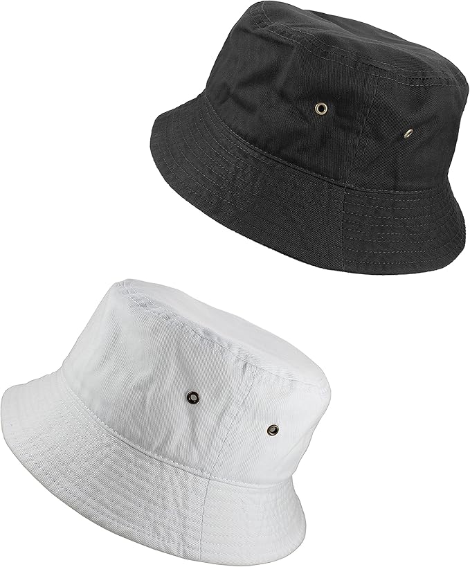 Gelante Solid Color 100% Cotton Bucket Hat for Women and Men Packable Travel Summer Beach Hat