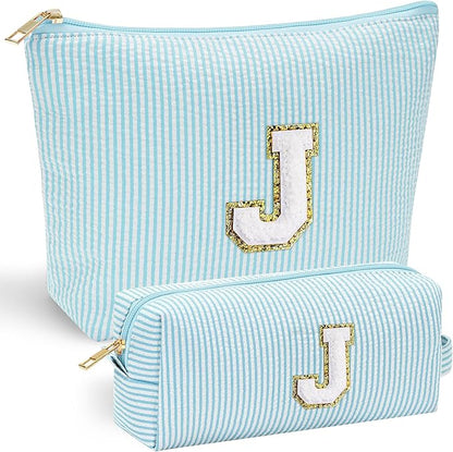 YOOLIFE Cute Makeup Bag for Women Girls - Teenager Girl Gift Ideas | Initial Make Up Bag | Personalized Gifts for Women Friends | Skin Care Bag | Mothers Day Gifts | Tween Girls Trendy Stuff J