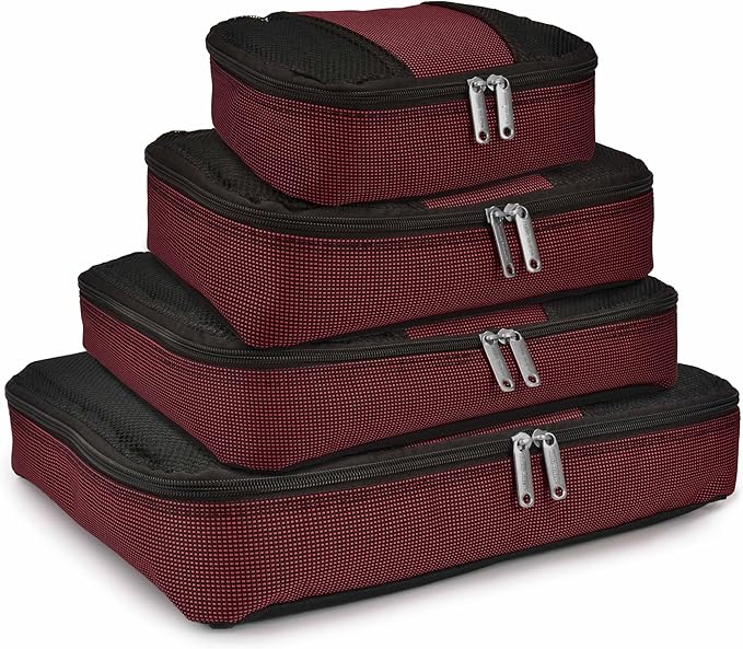 Travel Select Amsterdam Softside Expandable Luggage with Rolling Wheels, Burgundy, 8-Piece Set (15/21/25/29) with Packing Cubes