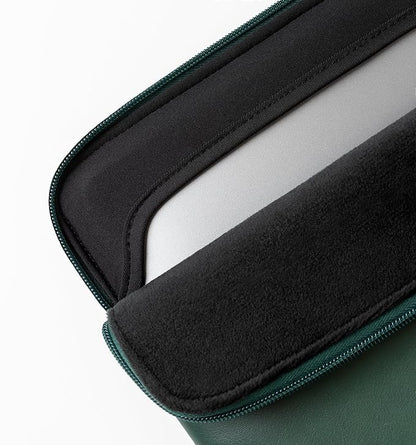 Comfyable Leather Laptop Sleeve Compatible with 16 Inch MacBook Pro M4 2024 & 15 Inch MacBook Air M4 M3 M2 2025, Midnight Green