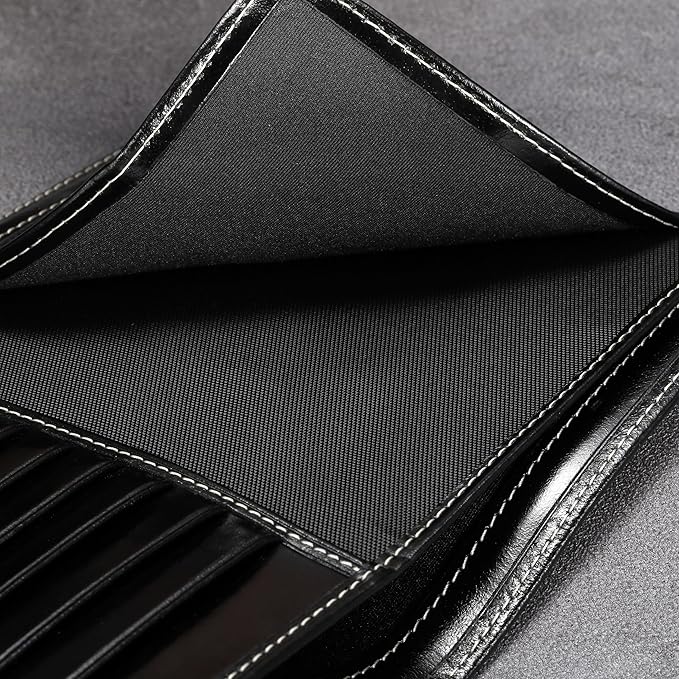 HISCOW Italian Leather Passport Holder for Travel - RFID Blocking Wallet Cover with Secure Organizer for Men & Women, US & Foreign Trips, Antiqued Black