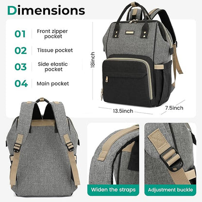 Vacuum Compression Diaper Bag, Expandable Waterproof Baby Travel Backpack with Insulated Pockets, Wet-Dry Separation, and Detachable Airtight Bag(No Air Pump)