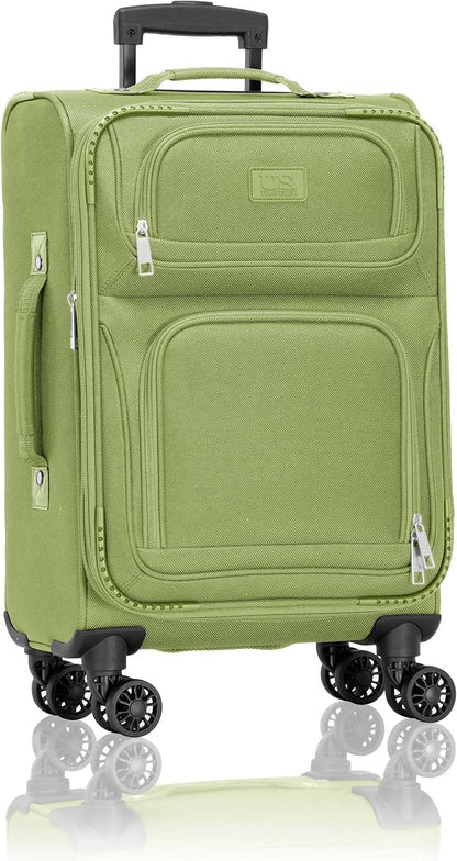U.S. Traveler Rio Lightweight Softside Rolling Carry-on Suitcase, 4-Wheel Single, Light Green