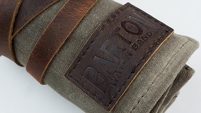 BARTON WATCH BANDS Canvas Watch Roll Travel Case - Waxed Canvas Watch Pouch & Band Storage - Ideal for Travelling or Home Use, Carrier Case & Travel Roll.