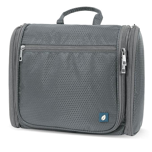 PAVILIA Large Hanging Toiletry Bag Travel Bag Women Men, Cosmetic Organizer, Water Resistant Makeup Bag Accessories Toiletries, Travel Essentials Kit, Grey