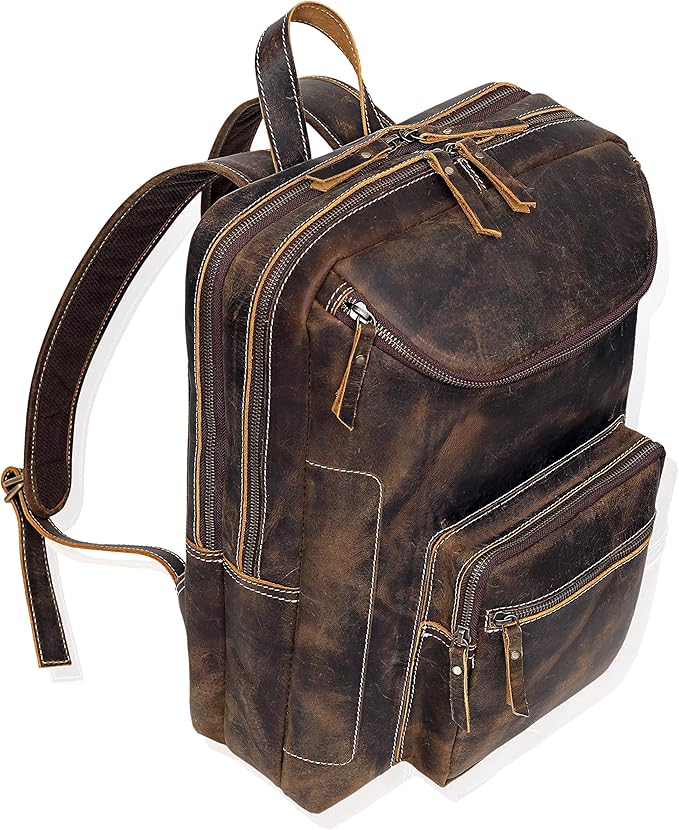 Vintage Leather Backpack For Men 16" Laptop Bag Large Capacity Business Travel Hiking Shoulder Daypacks Business Office Brown (Laptop Backpack 1)