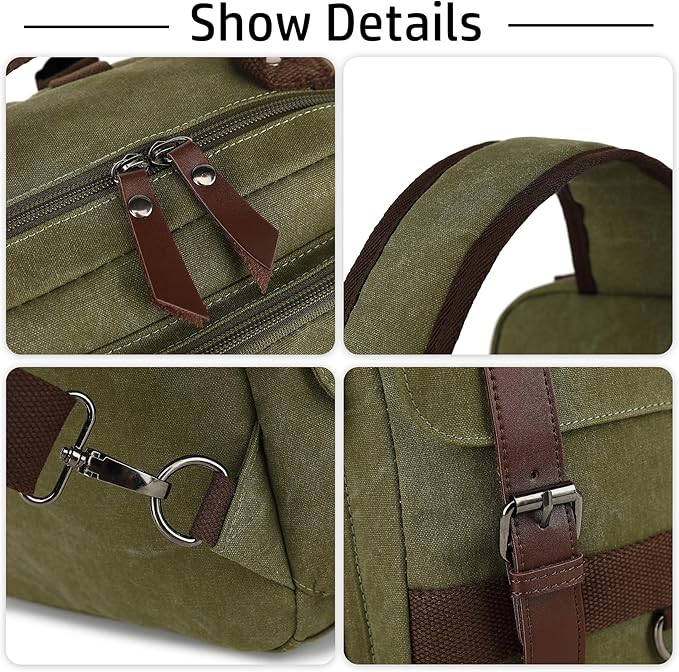 Vintage Messenger Bag, Canvas Backpack for Travel, Men's Shoulder Bag, Dual-use Bag for Hand Carry and Crossbody Carry