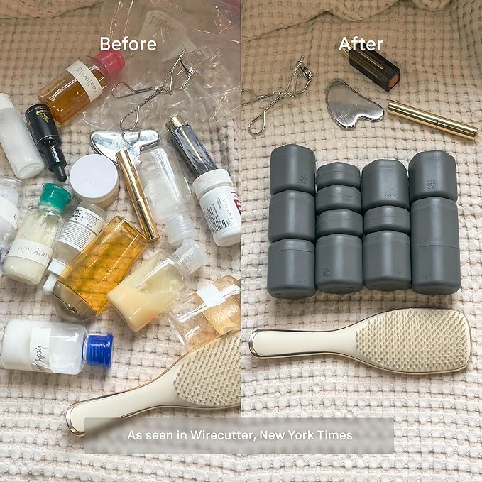 Cadence Extender - Add On to Any Flex Magnetic Containers with Lids,Extension to Travel Bottles for Toiletries - Carry On Travel Essentials For Women/Men - Adds Additional 1.43 fl oz - 3pk, Charcoal