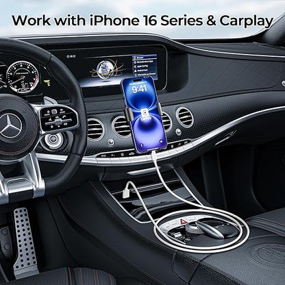 Basesailor Car Carplay Cable for iPhone 17 16 Pro Max,USB A to USB C Car Charger Cord 3.3FT 2Pack for iPad Pro 10th Mini 7th 6th Air 5th 4th Generation,Samsung S24 S23 S22 S21 FE Plus Ultra,A52 A53