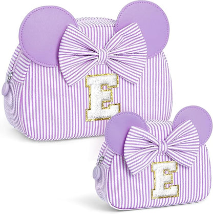 Christmas Gifts for Girls Kids - Birthday Gifts for 3 4 5 6 7 8 9 10 11 Years Old Girl Initial Makeup Bags | Travel Cosmetic Bag | Stocking Stuffers for Girls Teen Daughter Sister Purple E