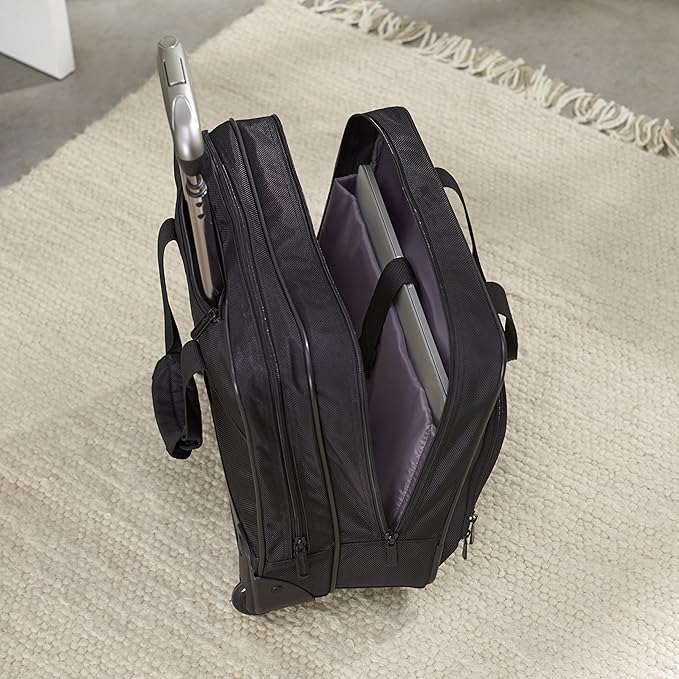 Amazon Basics Rolling Laptop Case, 15.6 in, Black